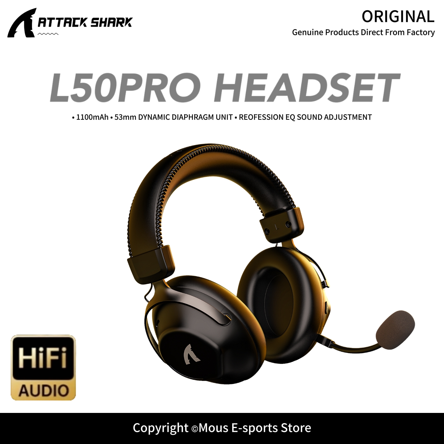 Esports Gaming Headset - ATTACK SHARK L50PRO Tri-Mode Wireless Headset