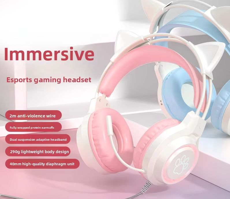 Esports Gaming Headset - LGOODVIN SY-G35 Cat Ear Wired Over