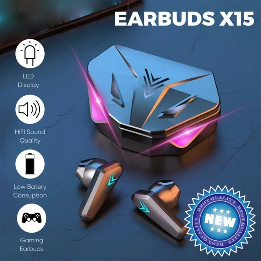 X15 TWS Wireless Earphone Blue - Esports Gaming Headset ulasan dan harga