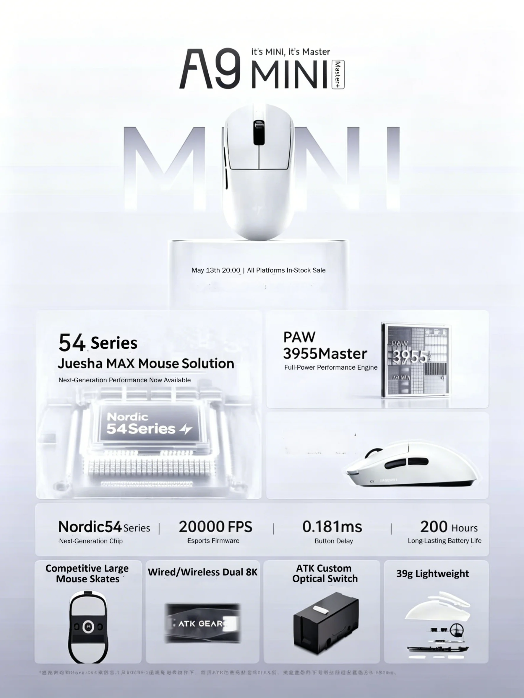 ATK A9 Mini Master Plus PAW395 - Esports Wireless Gaming Mouse ulasan dan harga