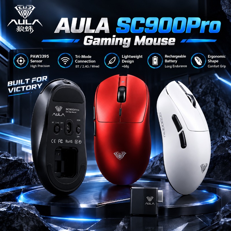 AULA SC900Pro Gaming Mouse PAW - Esports Wireless Gaming Mouse ulasan dan harga